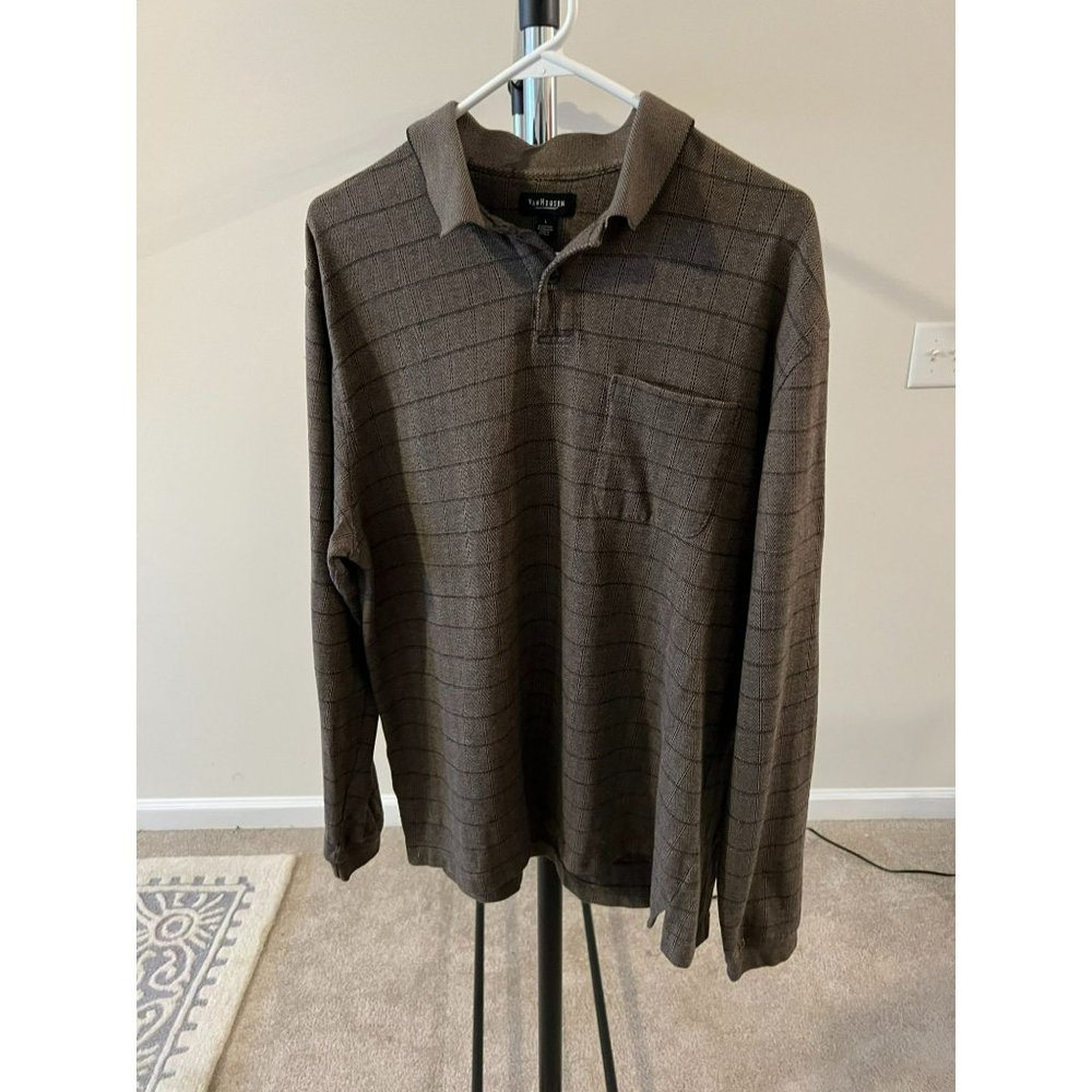 Van Heusen Men's Pullover Long Sleeve Polo Shirt